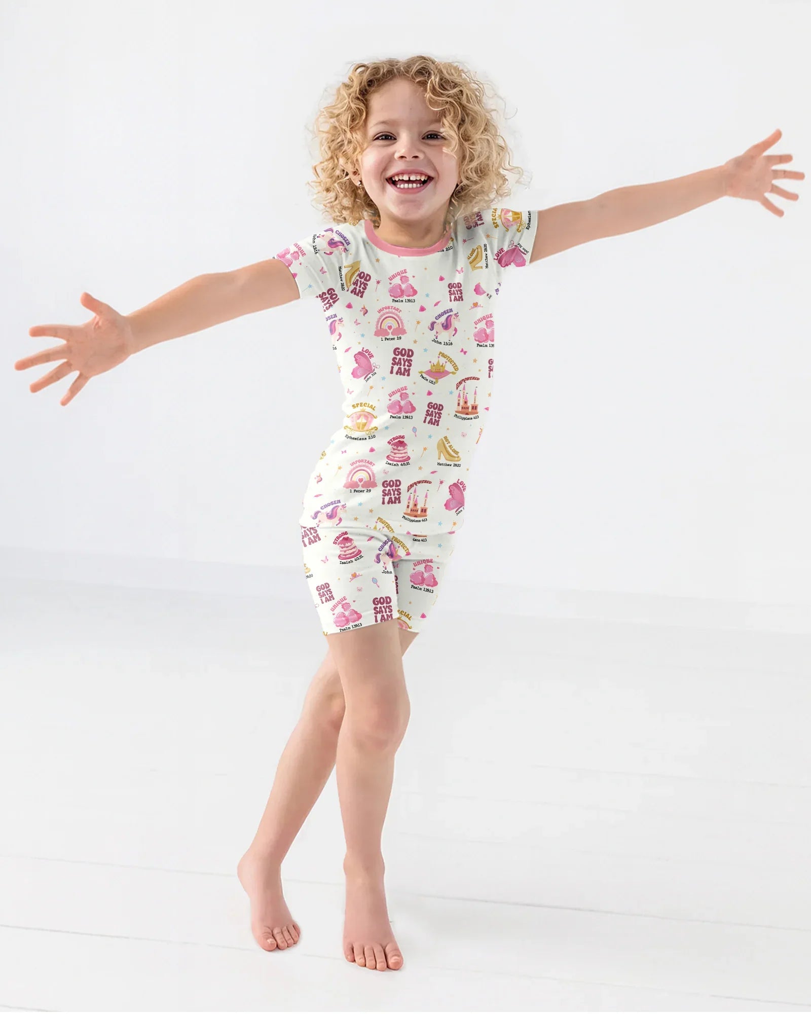 God Says I Am Girl Bamboo Two Piece Short Sleeve Shorts Pajama Set