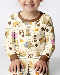 God Says I Am – Little Blessings Bamboo Two Piece Long Sleeve Pajama Set