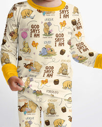 God Says I Am – Little Blessings Bamboo Two Piece Long Sleeve Pajama Set