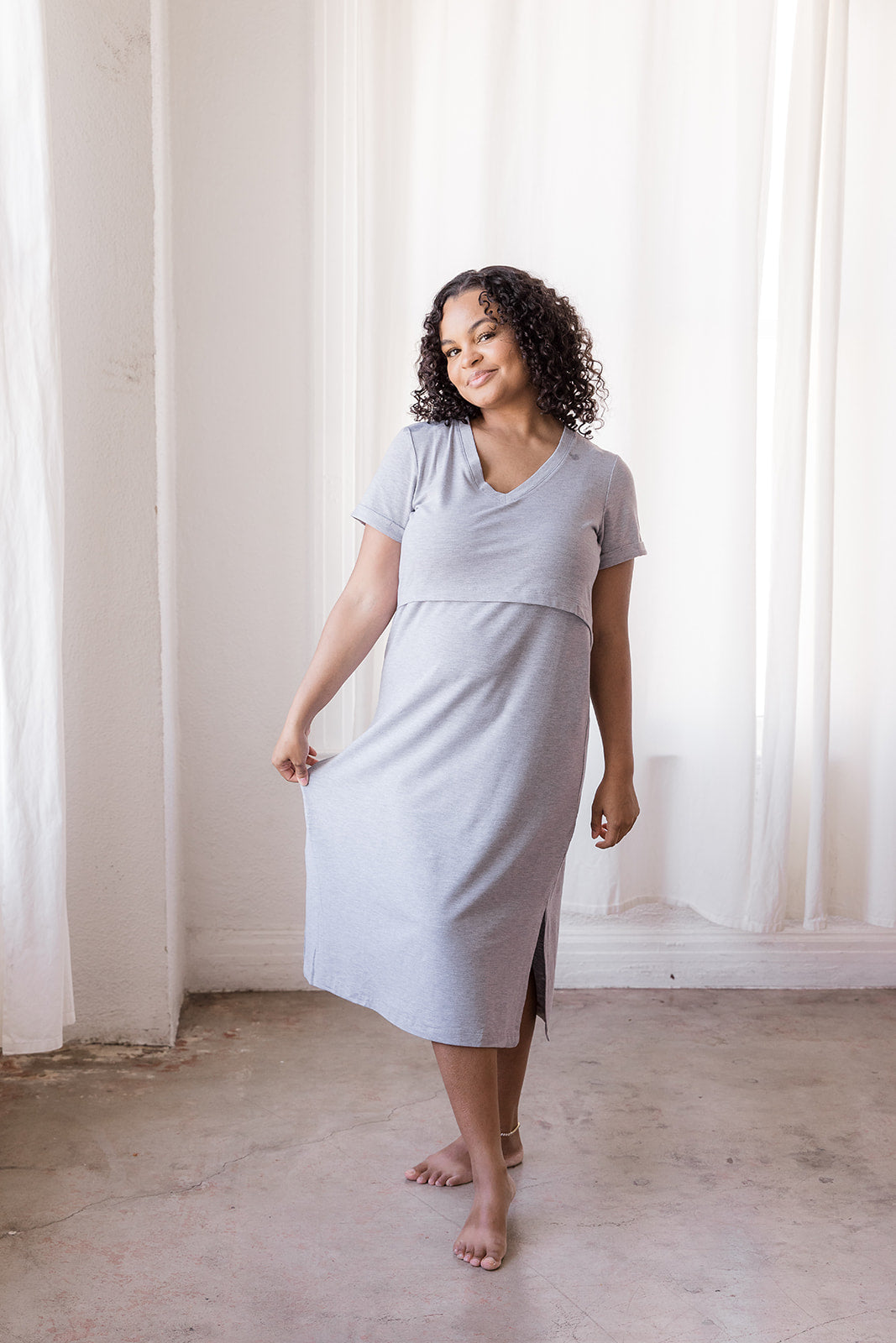 Everyday Breastfeeding Dress - Heather Gray