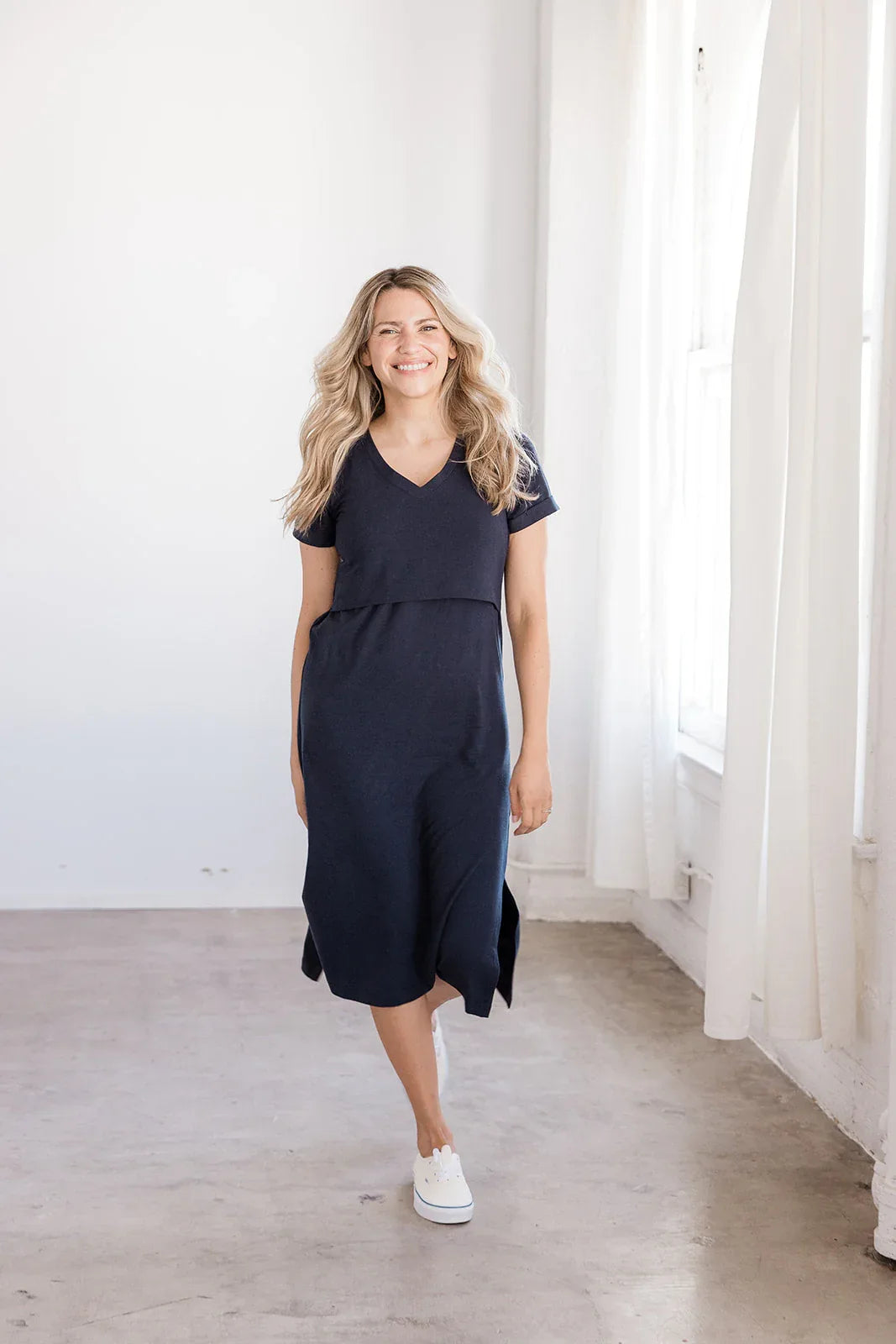 Everyday Breastfeeding Dress - Navy - BIG FRENCHIES