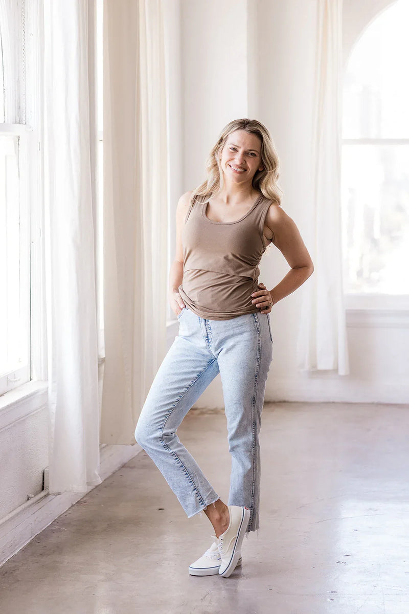 Everywhere Breastfeeding Tank Top - Americano Brown - BIG FRENCHIES