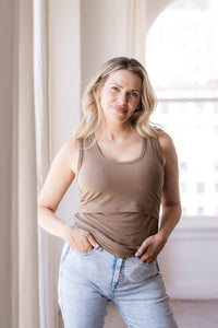 Everywhere Breastfeeding Tank Top - Americano Brown