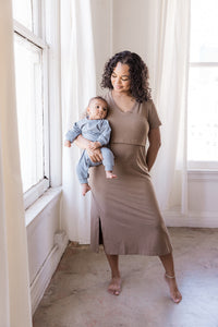 Everyday Breastfeeding Dress - Americano Brown