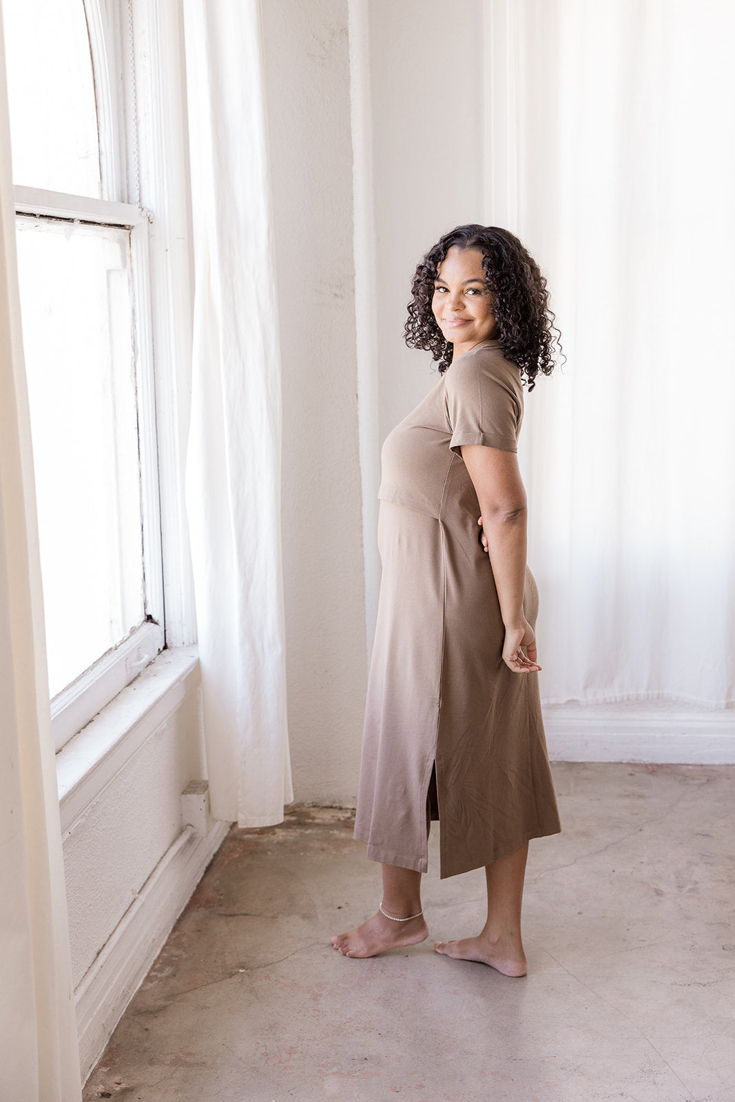Everyday Breastfeeding Dress - Americano Brown