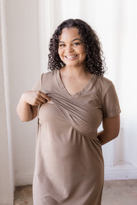 Everyday Breastfeeding Dress - Americano Brown
