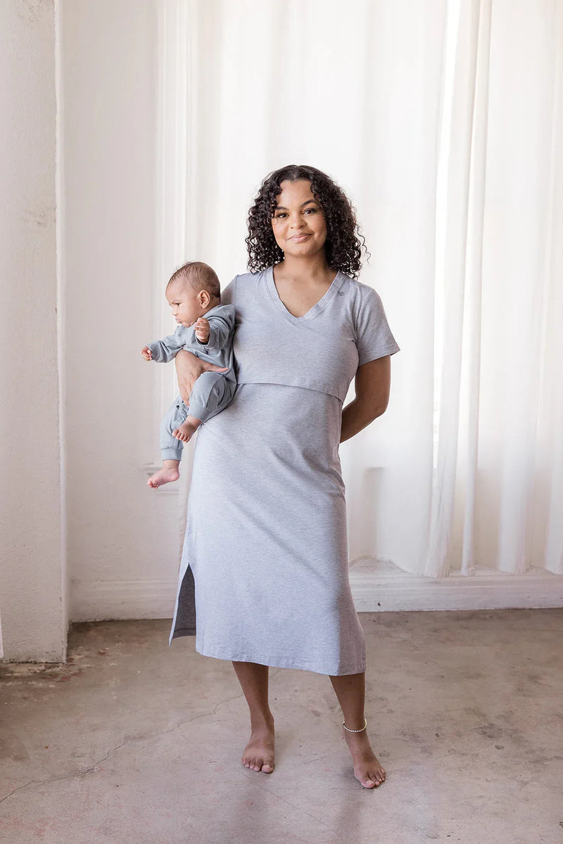 Everyday Breastfeeding Dress - Heather Gray - BIG FRENCHIES