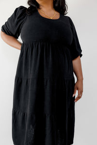 Tiered Breastfeeding Dress - Black