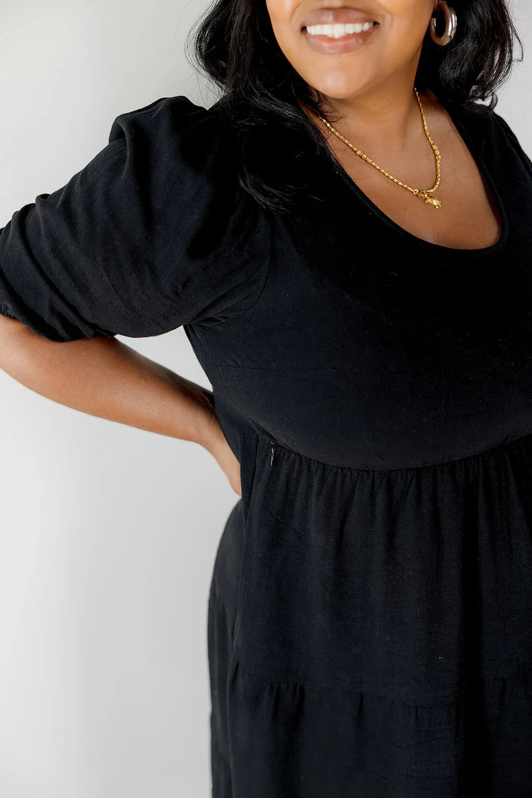 Tiered Breastfeeding Dress - Black - BIG FRENCHIES