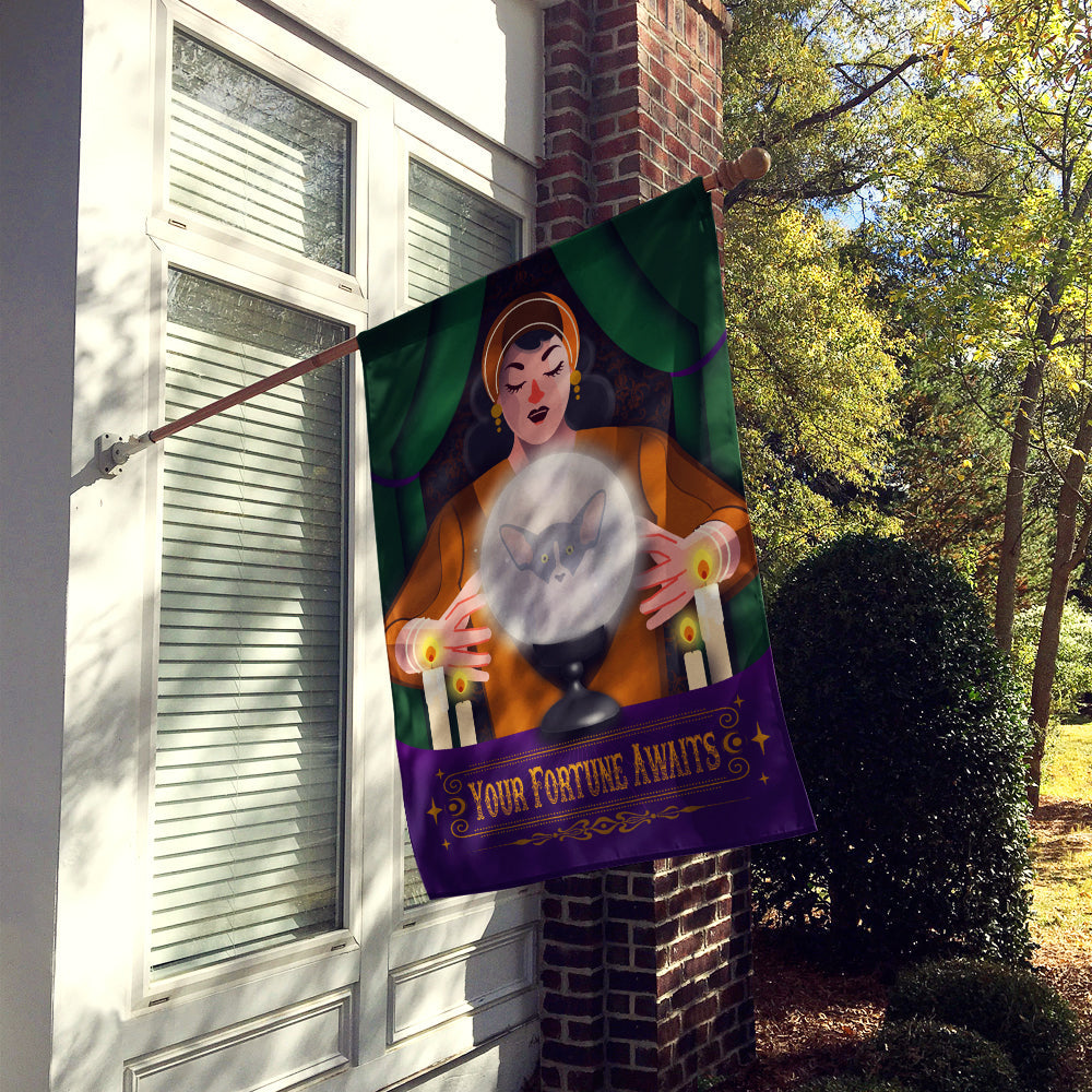 Peterbald Cat Halloween House Flag 28x40 Porch Sleeve Pole Decorative Outside Yard Banner Artwork Wall Hanging, Polyester