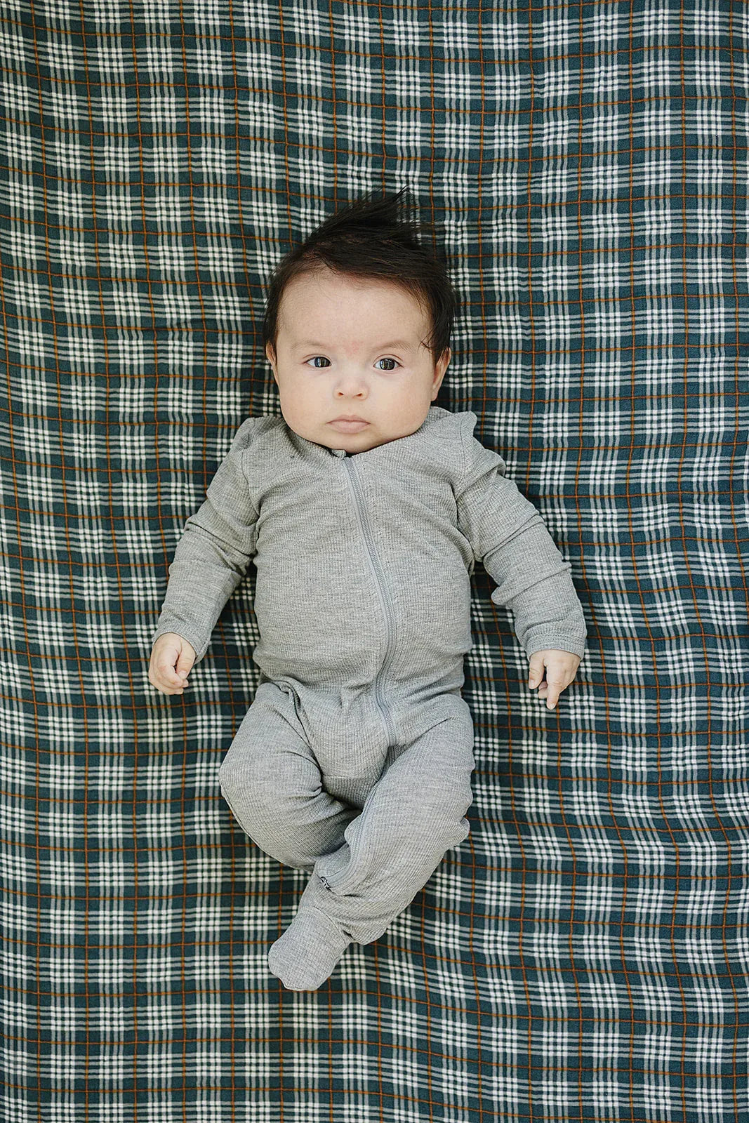 Navy Plaid Muslin Crib Sheet - BIG FRENCHIES
