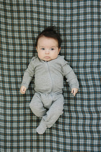 Navy Plaid Muslin Crib Sheet - BIG FRENCHIES