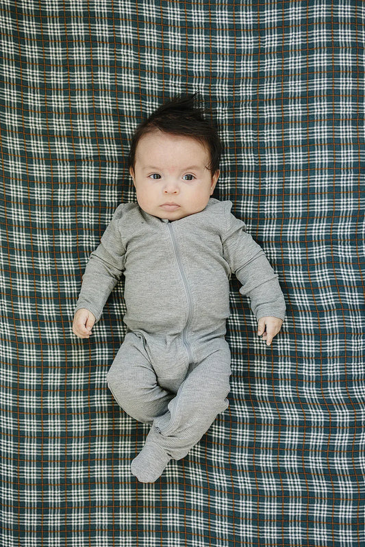 Navy Plaid Muslin Crib Sheet - BIG FRENCHIES