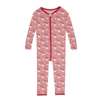Print Convertible Sleeper with Zipper in Strawberry Rainbows