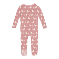 Print Convertible Sleeper with Zipper in Blush Stork