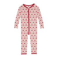 Print Convertible Sleeper with Zipper in Natural Heart Doodles
