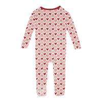 Print Convertible Sleeper with Zipper in Natural Heart Doodles