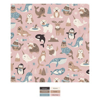 Print Bib Set of 3 in Baby Rose Arctic Animals, Chalkboard Snowflakes & Spring Sky Winter Woodland