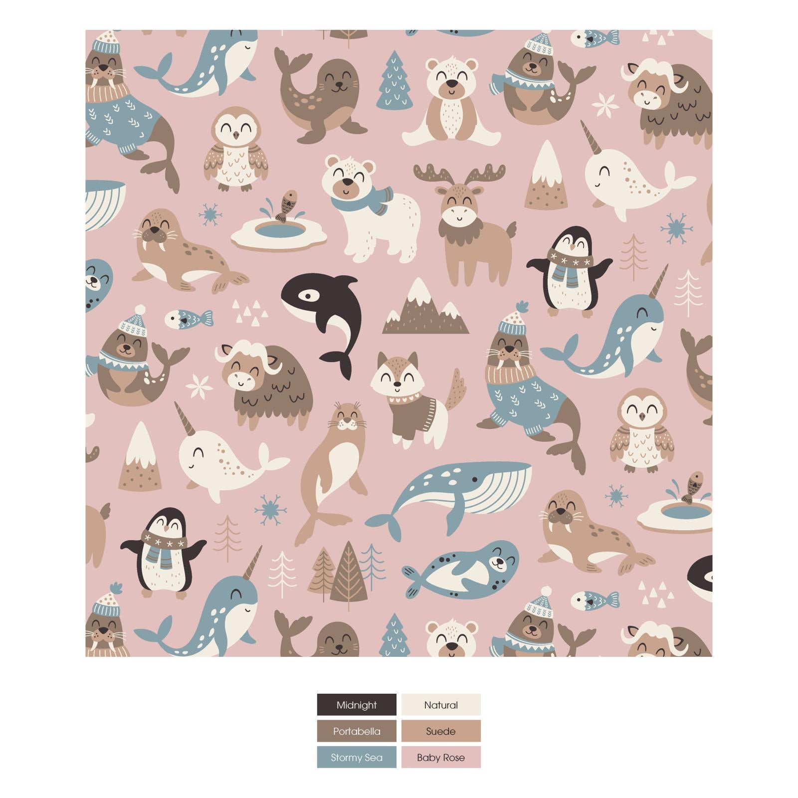 Print Bib Set of 3 in Baby Rose Arctic Animals, Chalkboard Snowflakes & Spring Sky Winter Woodland