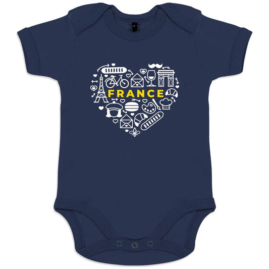 France monuments Heart Organic Cotton Baby Onesie