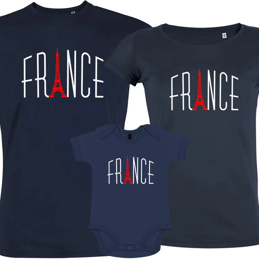 France Bleu Blanc Rouge With Eiffel Tower Matching Organic Cotton Family Set (Set of 3) - BIG FRENCHIES