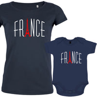 Vive La France With Eiffel Tower Mom and Baby Organic Cotton family Set (Set of 2)