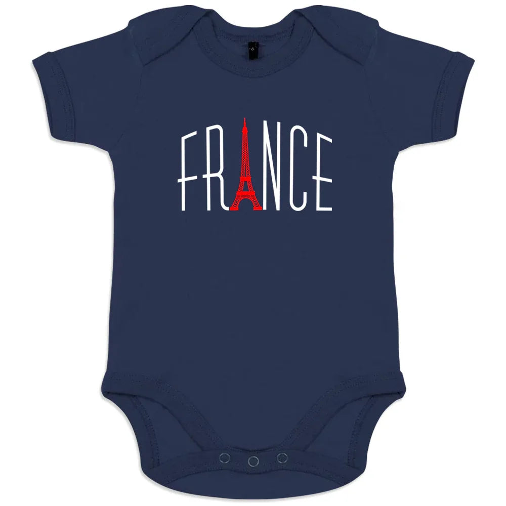 Vive La France With Eiffel Tower Organic Cotton Baby Onesie - BIG FRENCHIES