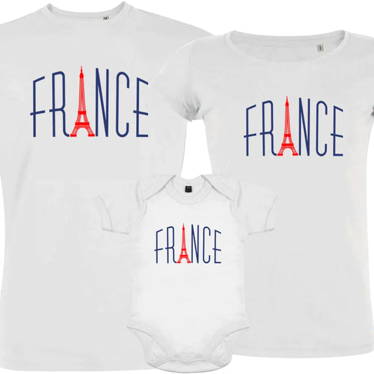 France Bleu Blanc Rouge With Eiffel Tower Matching Organic Cotton Family Set (Set of 3) - BIG FRENCHIES