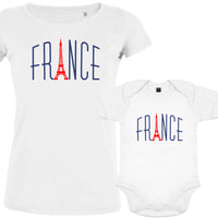 Vive La France With Eiffel Tower Mom and Baby Organic Cotton family Set (Set of 2)