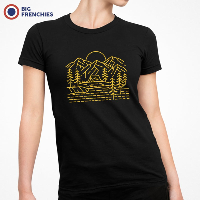 Mountains and Trees with Sun Camping Women's Organic Tee