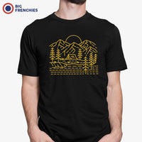Mountains and Trees with Sun Camping Men's Organic Tee