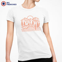 Mountains and Trees with Sun Camping Women's Organic Tee
