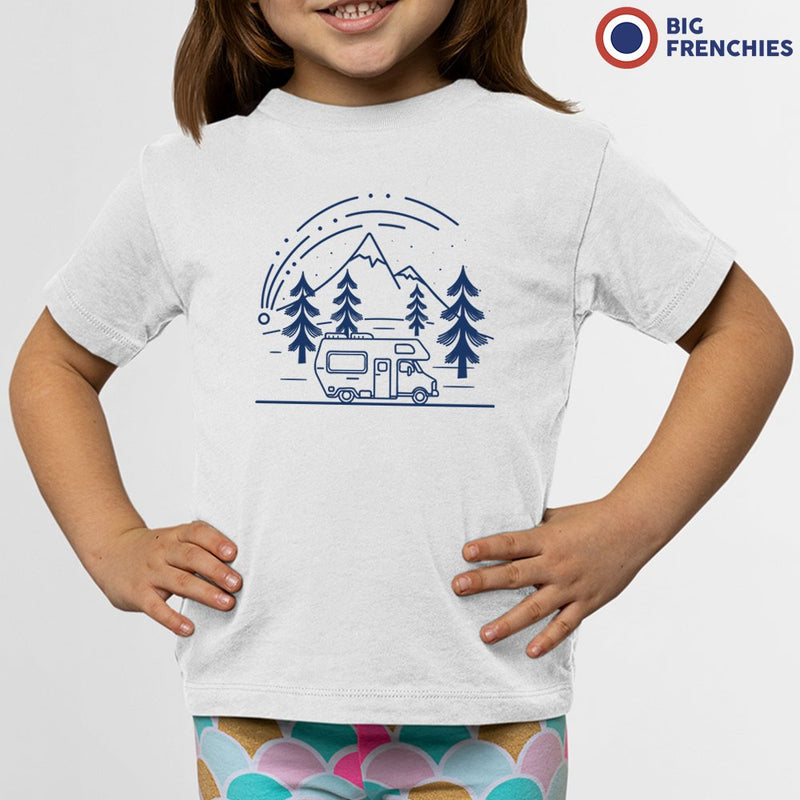 Mountains and Trees with RV Camping Youth & Toddler Organic Cotton Tee