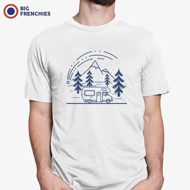 Mountains and Trees with RV Camping Men's Organic Tee
