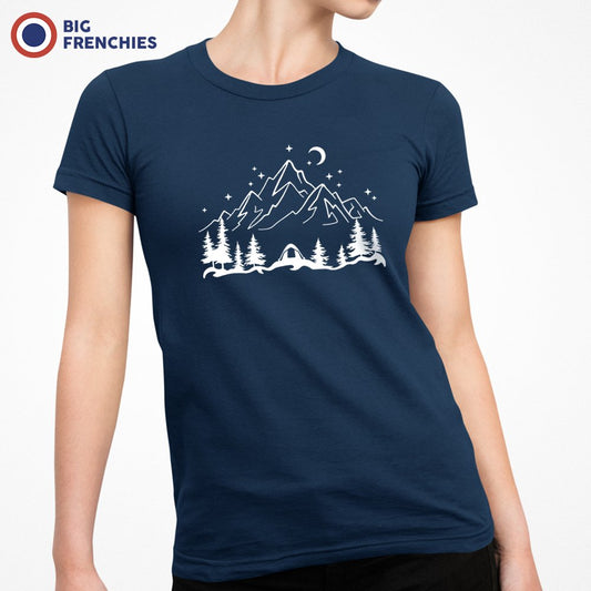 Mountains and Trees at Night Camping Women's Organic Tee