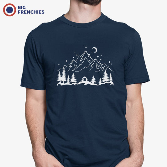 Mountains and Trees at Night Camping Men's Organic Tee