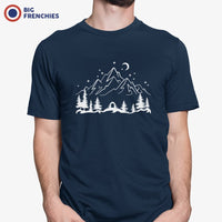 Mountains and Trees at Night Camping Men's Organic Tee
