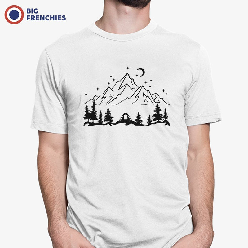 Mountains and Trees at Night Camping Men's Organic Tee