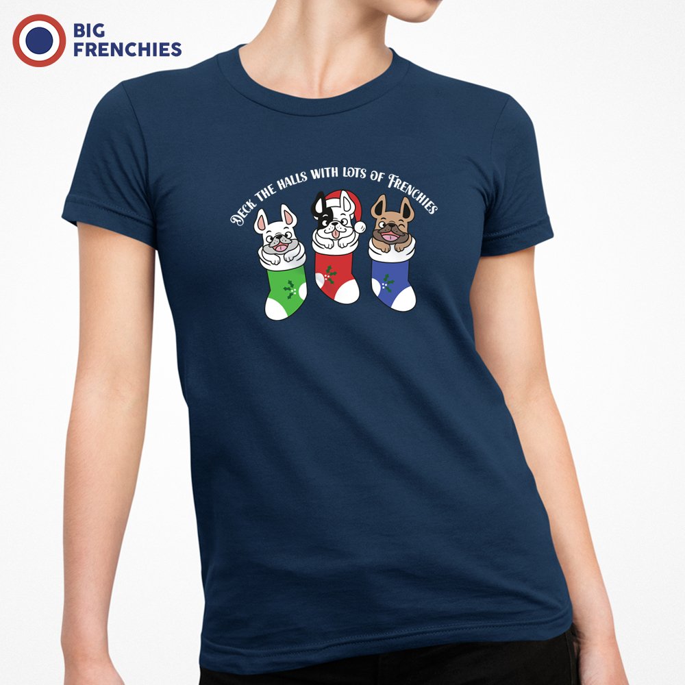 Deck The Hall With Lot of Frenchies Christmas Women's Organic Cotton Tee