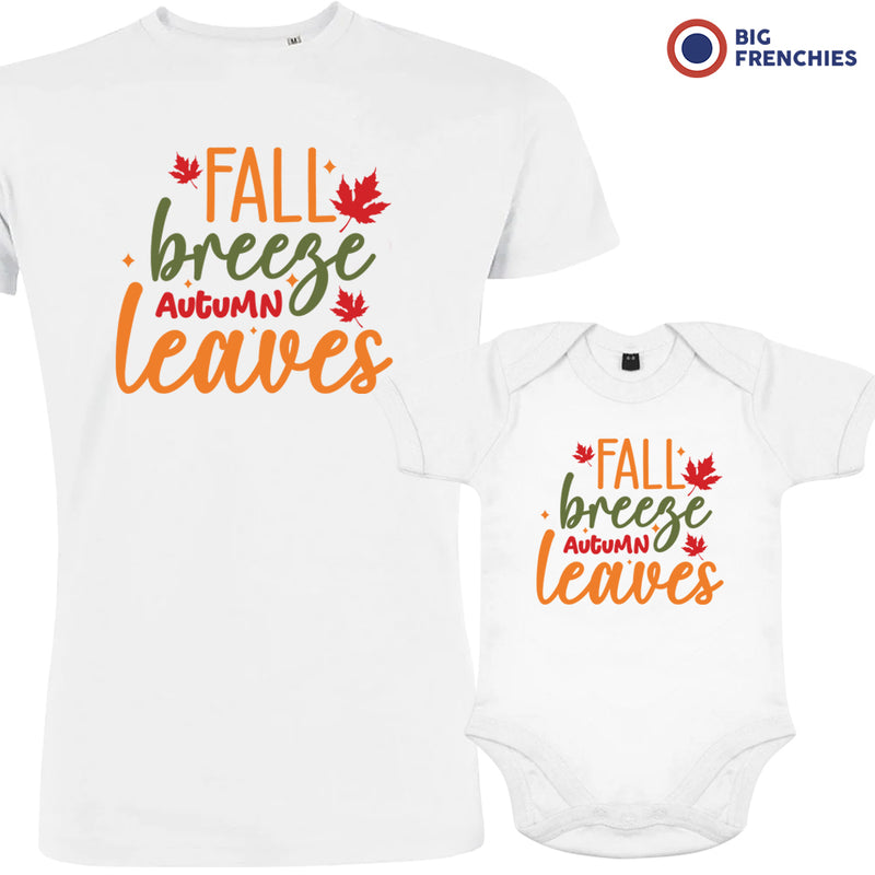 Fall Breeze Autumn Leaves Dad and Child Organic Cotton family Set (Set of 2)