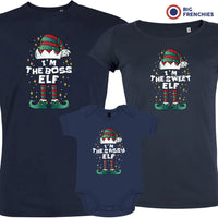 I'm The Boss The Sweet The Sassy ELF Christmas Matching Family Organic Tees (Set of 3)