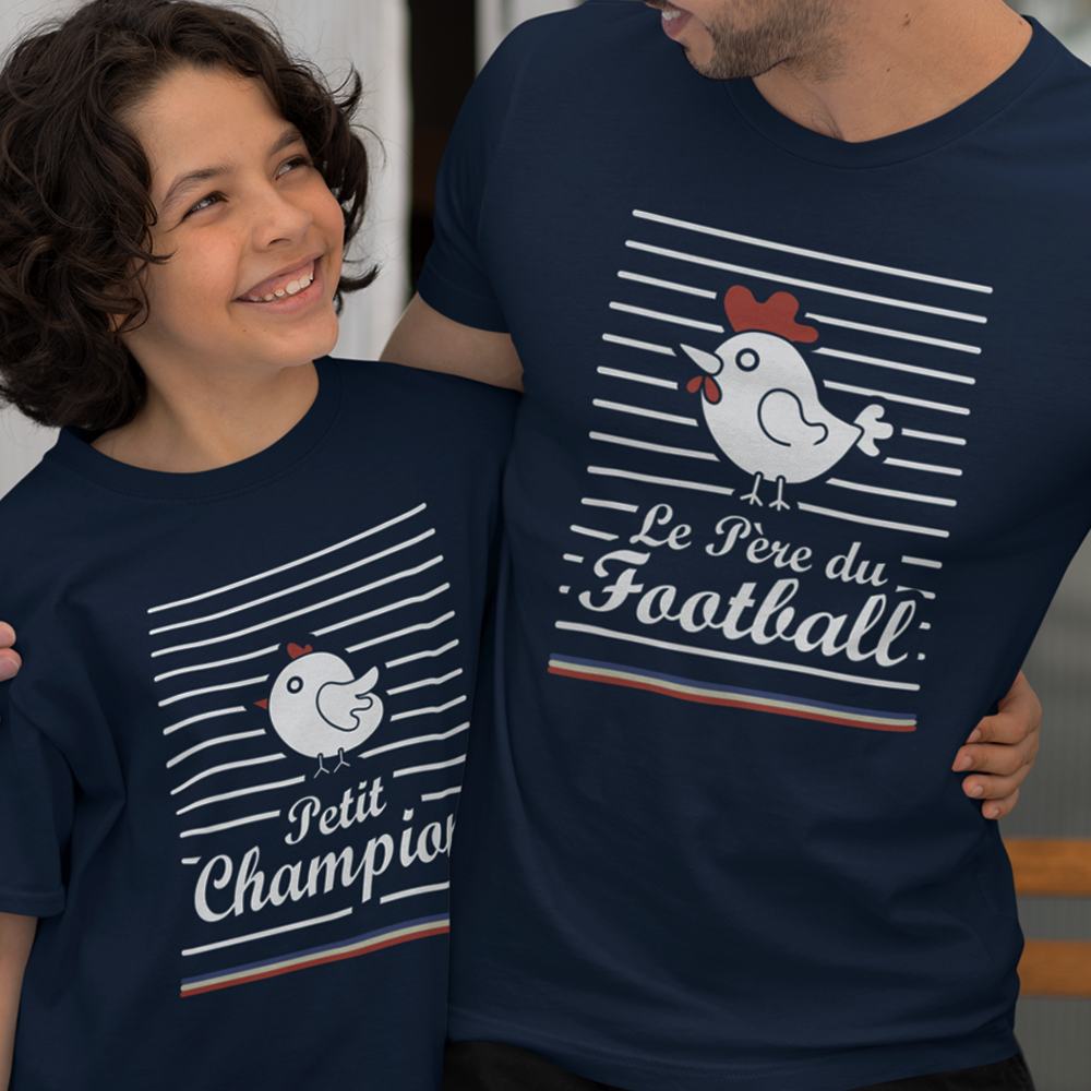 Le Père Du Football, Petit Champion Dad and Child Organic Cotton T-Shirts Family Set (Set of 2)
