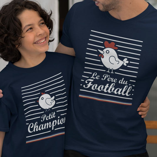 Le Père Du Football, Petit Champion Dad and Child Organic Cotton T-Shirts Family Set (Set of 2)