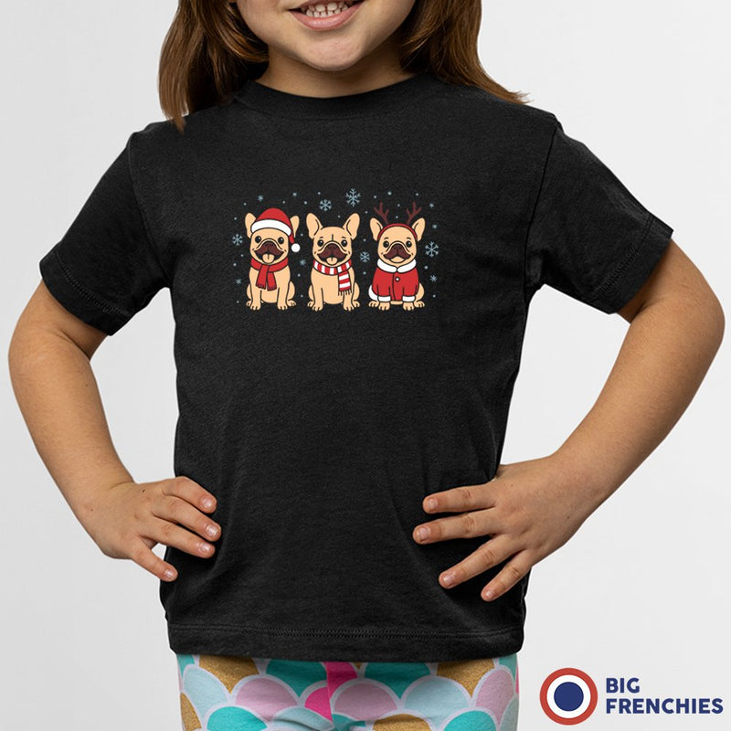 Christmas French Bulldogs Youth & Toddler Organic Cotton Tee
