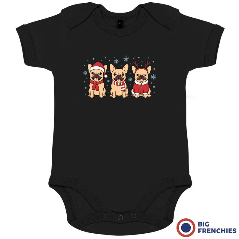 Christmas French Bulldogs Organic Cotton Baby Onesie