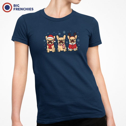 Christmas French Bulldogs Women's Organic Cotton Tee