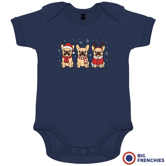 Christmas French Bulldogs Organic Cotton Baby Onesie