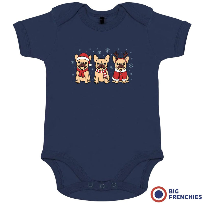 Christmas French Bulldogs Organic Cotton Baby Onesie