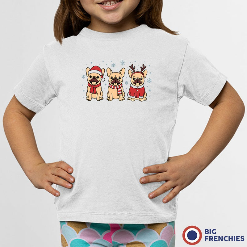 Christmas French Bulldogs Youth & Toddler Organic Cotton Tee