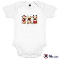 Christmas French Bulldogs Organic Cotton Baby Onesie